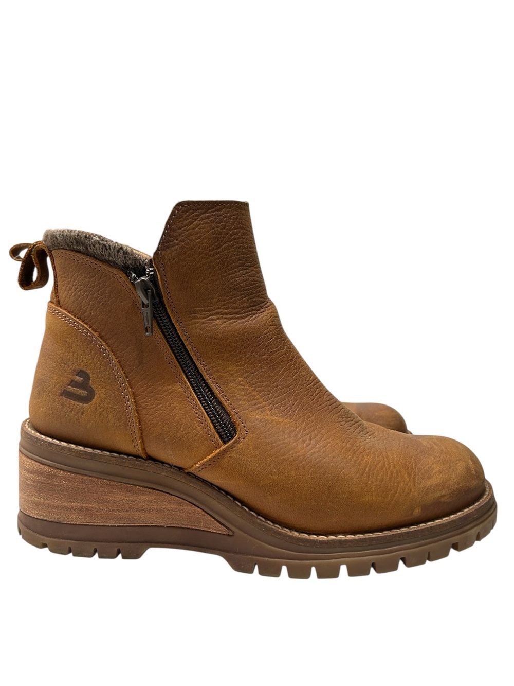 Bullboxer Dorian Brown Leather Wedge Ankle Boot with Side Zip